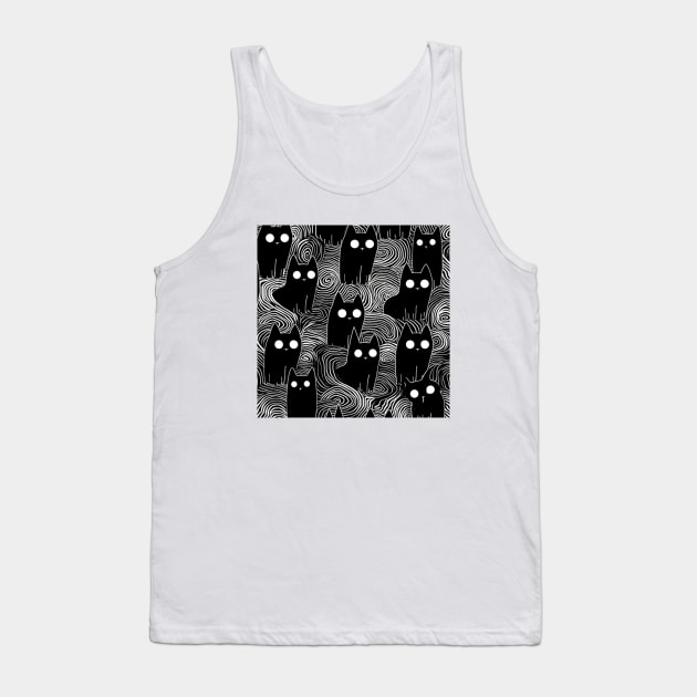 Black and White Staring Cats Tank Top by DarkSideRunners